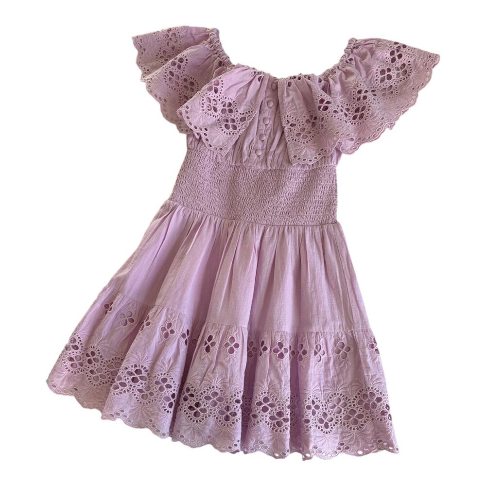 Lovers + Friends x Jetset Christina Dallas Lavender Eyelet Smocked Mini Dress XS - Picture 2 of 10